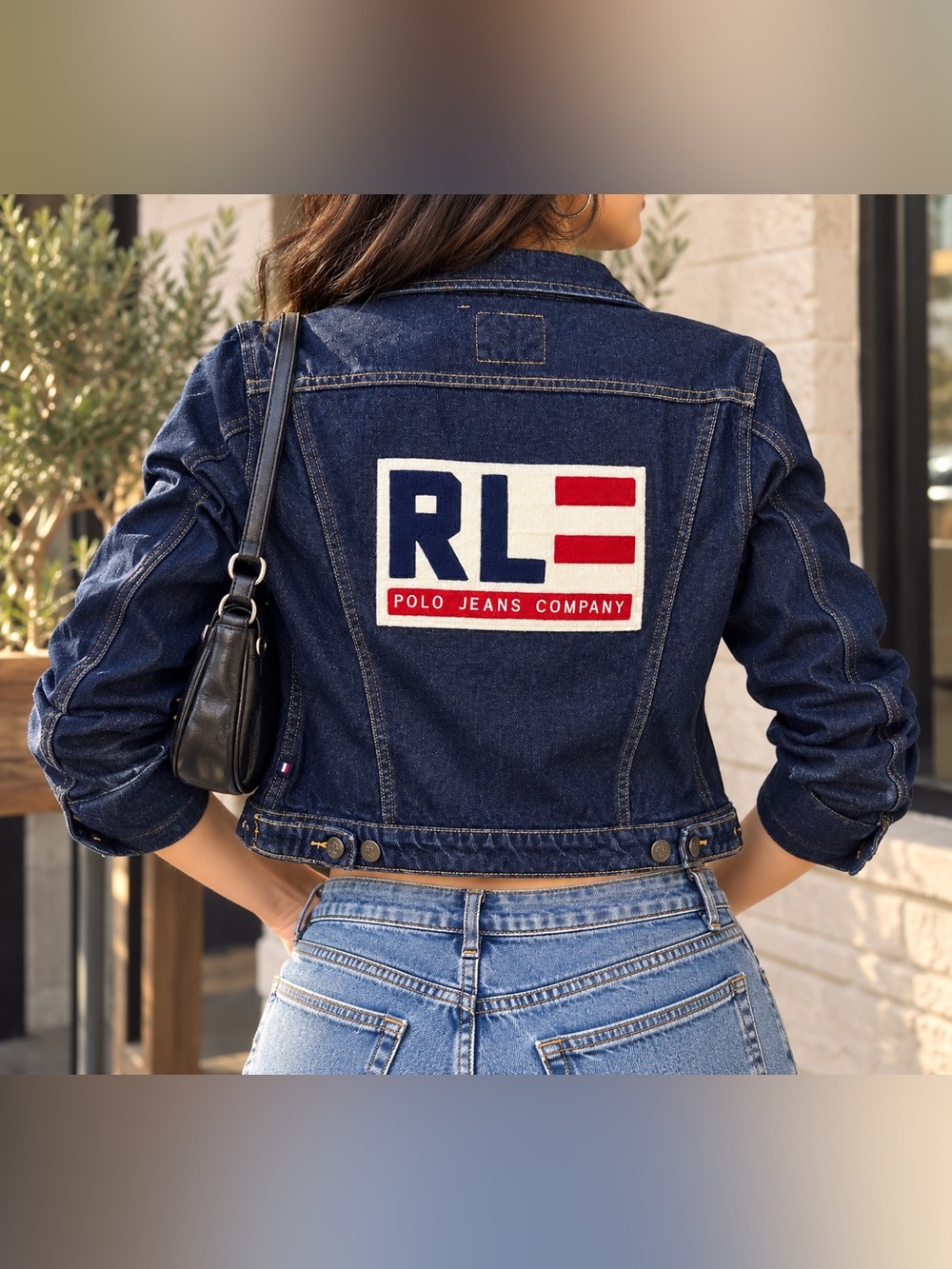 Vintage Polo Jeans Co Ralph Lauren Women’s Denim Crop Jacket RL Logo Patch Y2K